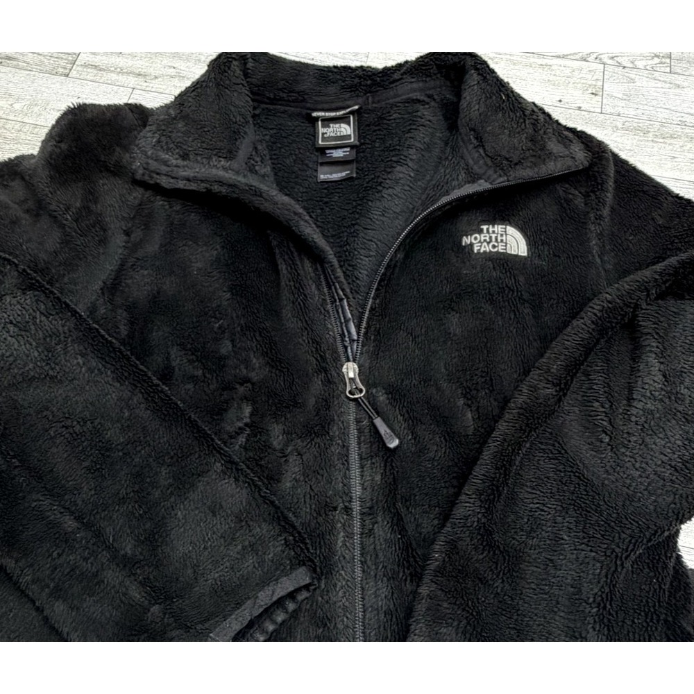 North Face Jacket Womens Black Fuzzy Full Zip High Pile Fleece Outdoor‎ SMALL